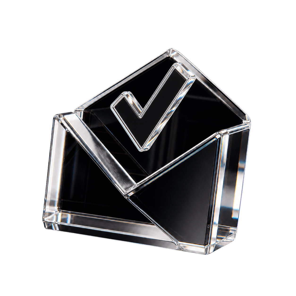 Crystal offer envelope with a check mark